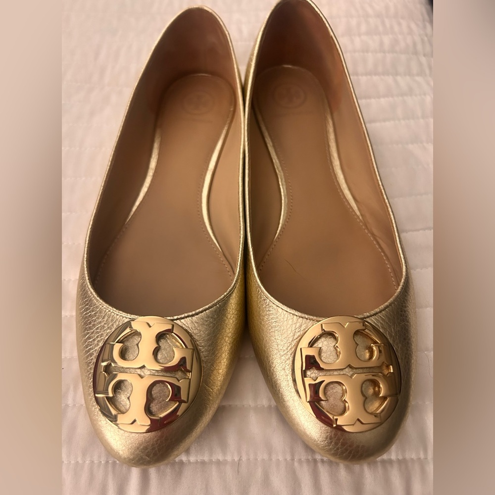 Tory Burch Claire Metallic Gold Ballet Shoe